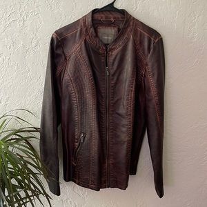 Faux leather moto jacket